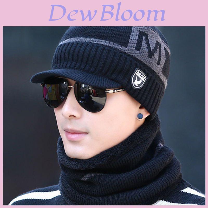 Mens Thick Wool Knit Cap With Ear Flap For Winter Warmth And Casual Wear