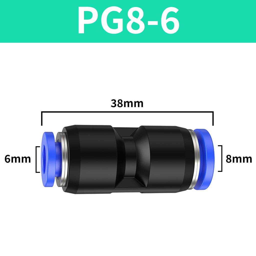 Pneumatic Fittings Fitting Plastic Connector Reducing Joint PU PG for Air Water Hose Tube Push In Straight Gas Quick Connection