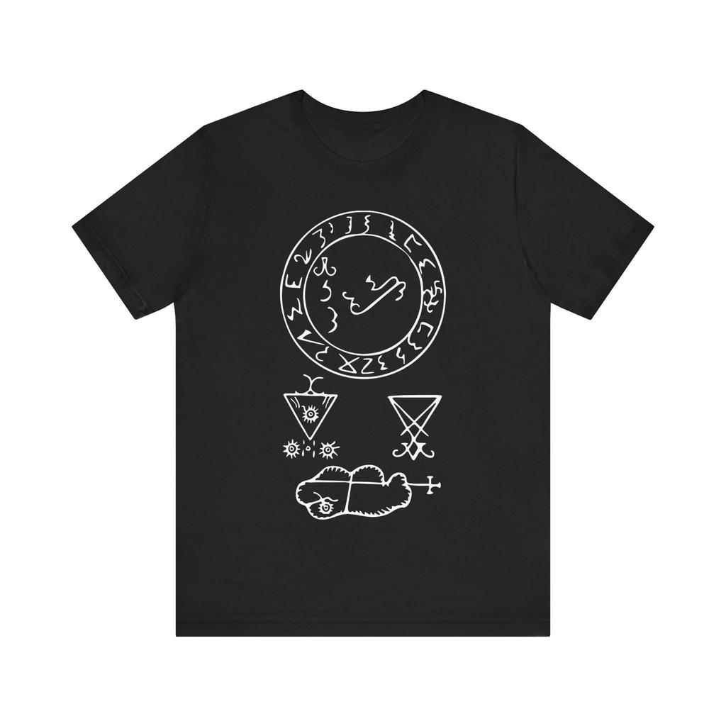 Full Sigil of Lucifer Satan Tshirt Devil Shirt Demonology Shirt Black Magic Occult Grimorium Verum Unisex Short Sleeve Tshirts
