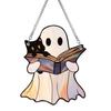 Halloween Cute Ghost Suncatcher Stained Glass Style Acrylic Window Hanging Ghost Light Catcher for Window Wall Decor