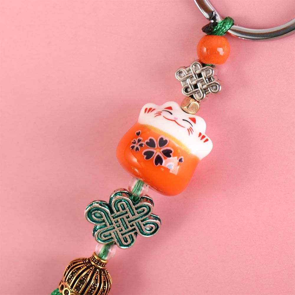 Key Ring Kids Toy Random Tassel Weaving Key Chains Key Holder Lucky Cat Keyring Lucky Cat Keychain