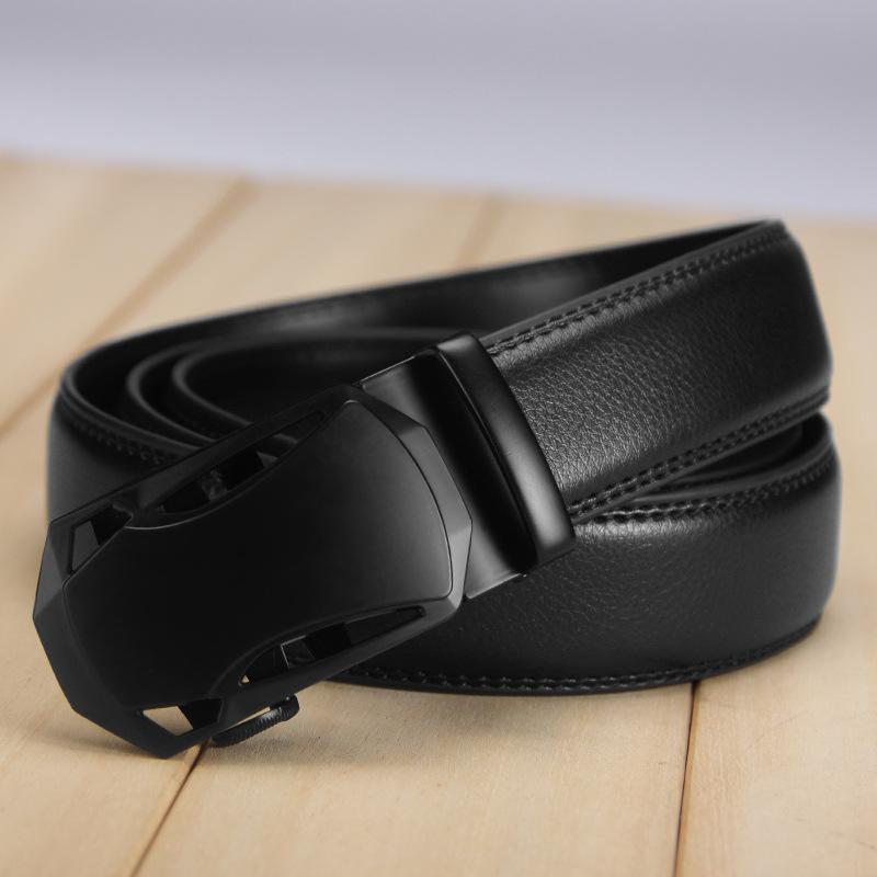 Belt for Men's Automatic Buckle Genuine Leather Cowhide Belt Business Simple Trouser Belt