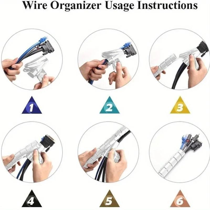 78.74 Inch Flexible Spiral Cable Protector Cable Organizer Computer Cable Protection Tube Clamp Finishing Management Tool 10 Mm