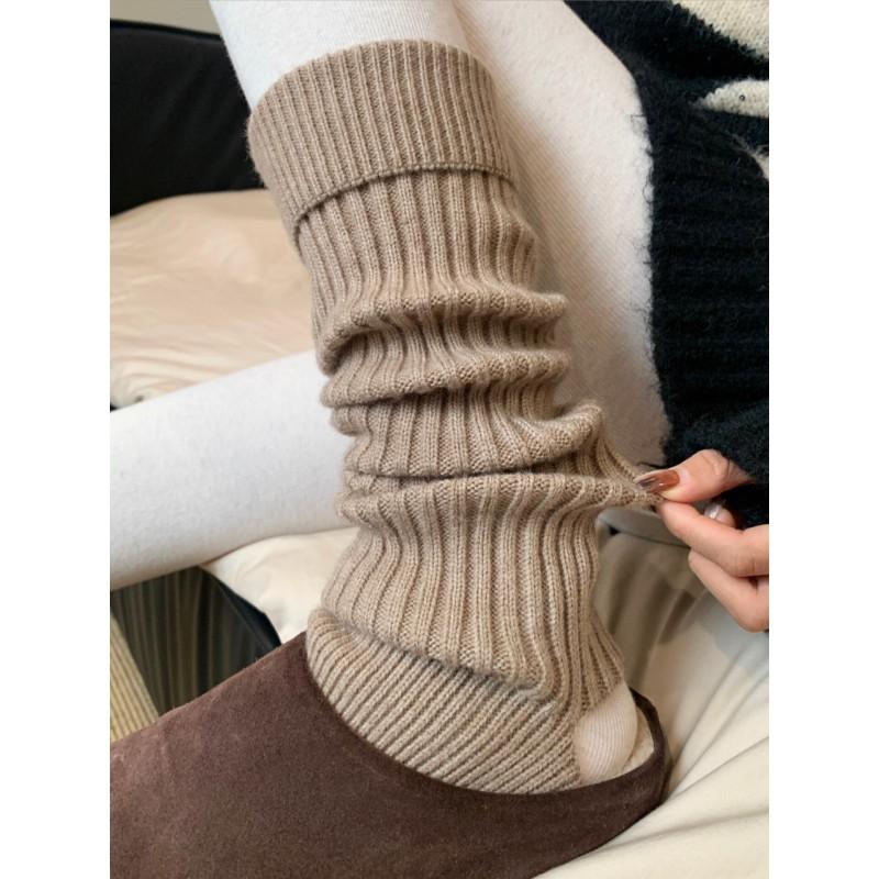 Womens Knee-High Knit Leg Warmers Warm Thick Cotton Socks Fall Winter Stylish Versatile