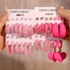 6 Pairs of Pink Suits, Fashion Pearl Love Earrings, Earrings, Card Packs, Resin Earrings for Women