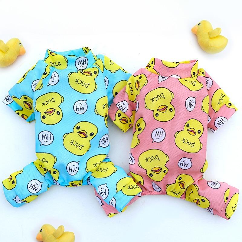 Spring and Autumn Pet Dogs, Cats, Teddy Ducks, Cartoon Pajamas As A Base, Four-legged Dog Clothes, Cats