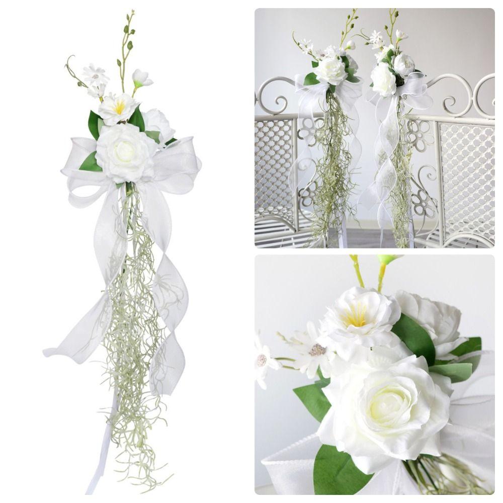 Artificial Rose Wedding Chair Flowers with Air Plants Chair Artificial Flowers Party