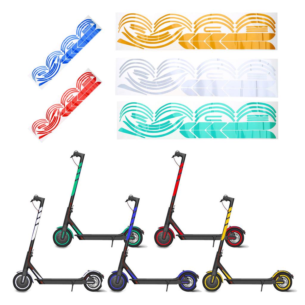 Electric Scooter Reflective Stickers Waterproof Scooter Decal Wheel Hub Protective Reflective Sticker Scooter Parts