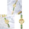 Mcykcy Gold Alloy Watch With Gemstone Dial For Women Elegant Quartz Timepiece