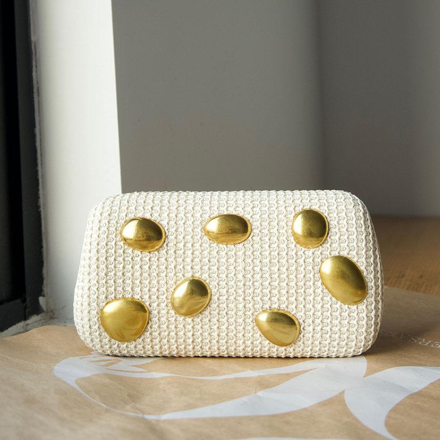 

simple temperament, elegant dinner party, casual and high-end box bag, fashionable polka dot shoulder messenger bag.