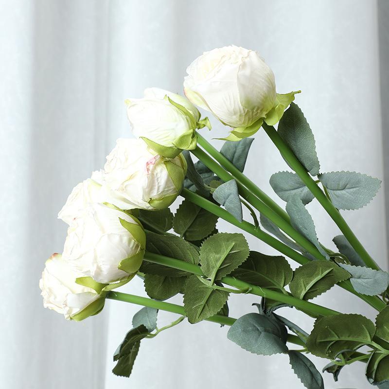 

8 Head Baked Edge Rose Bouquet Wedding Simulation Flower Home Decoration Fake Flower Decoration Simulation Rose Bouquet 64cm бежевый