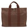 Excellent HERMES Tote Bag Her Line MM Serie button canvas handbag Brown Used