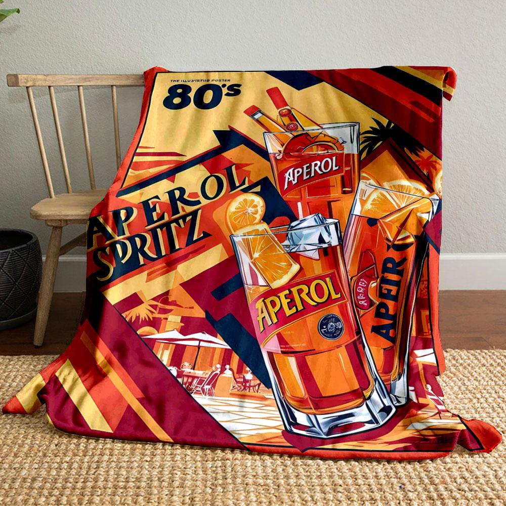 Bright Orange Aperol Spritz Drinks with Bold Geometric and Retro Elements. for All Seasons Blanket Lunch Break Throw Gift