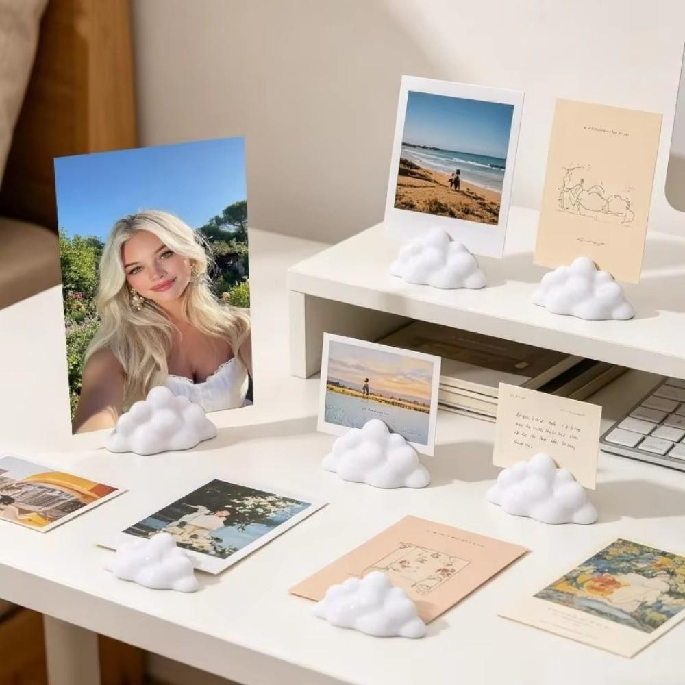 3pcs Cloud-Shaped Photo Holders Funny Business Card Holder Photo Display Racks Desktop Decoration