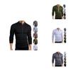 Premium Quality T-shirt Men Fashion Button Front Long Sleeve V-neck Solid Casual Slim Fit