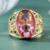 Vintage Inlaid Red CZ Women's Ring Ethnic Gold Color Hand Carving Hollow Daily Wear Party Jewelry Anniversary Gift