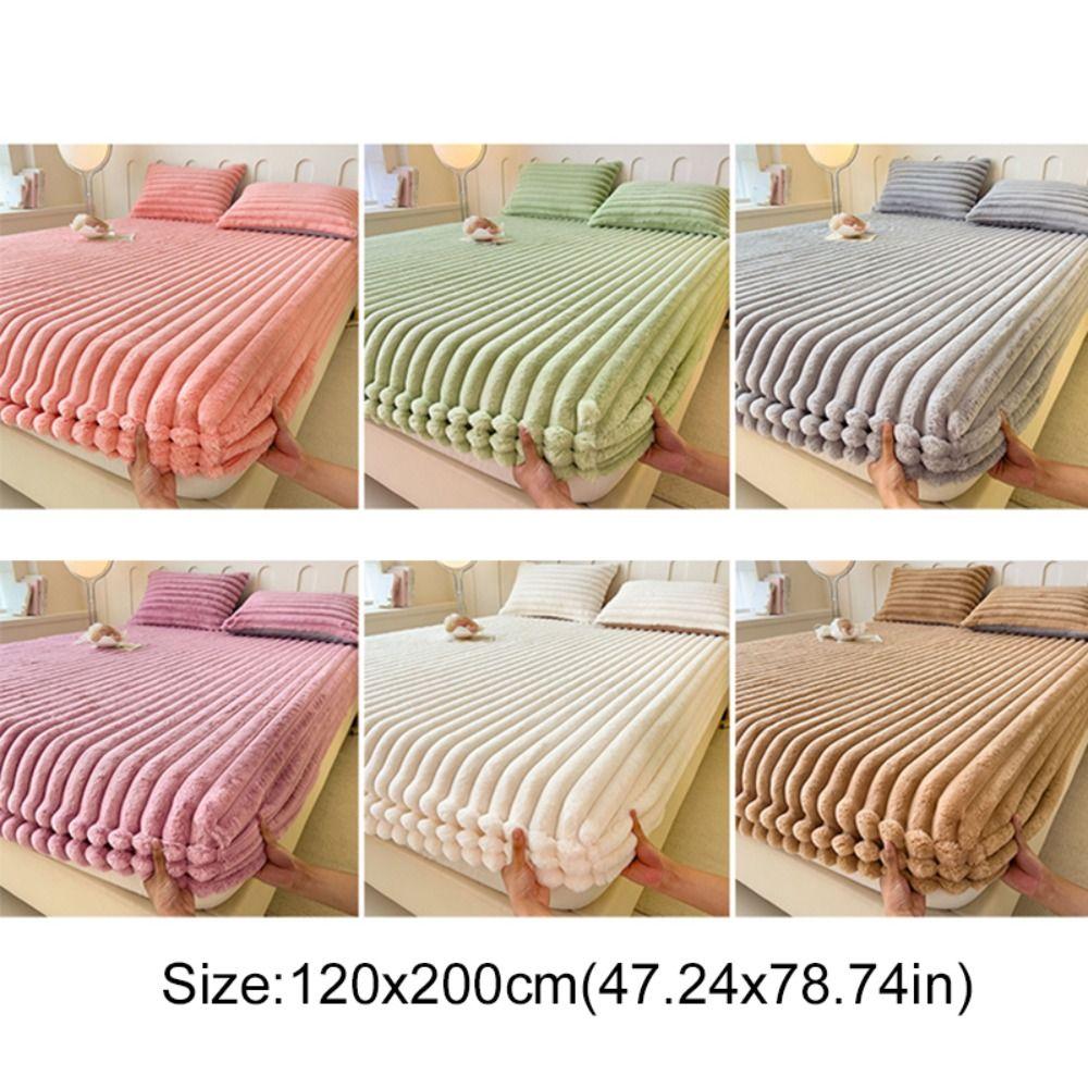 Minimalist All-inclusive Plush Mattress Cover Solid Color Warm Winter Bed Sheet Elastic Band Washable Mattress Protector Bedroom