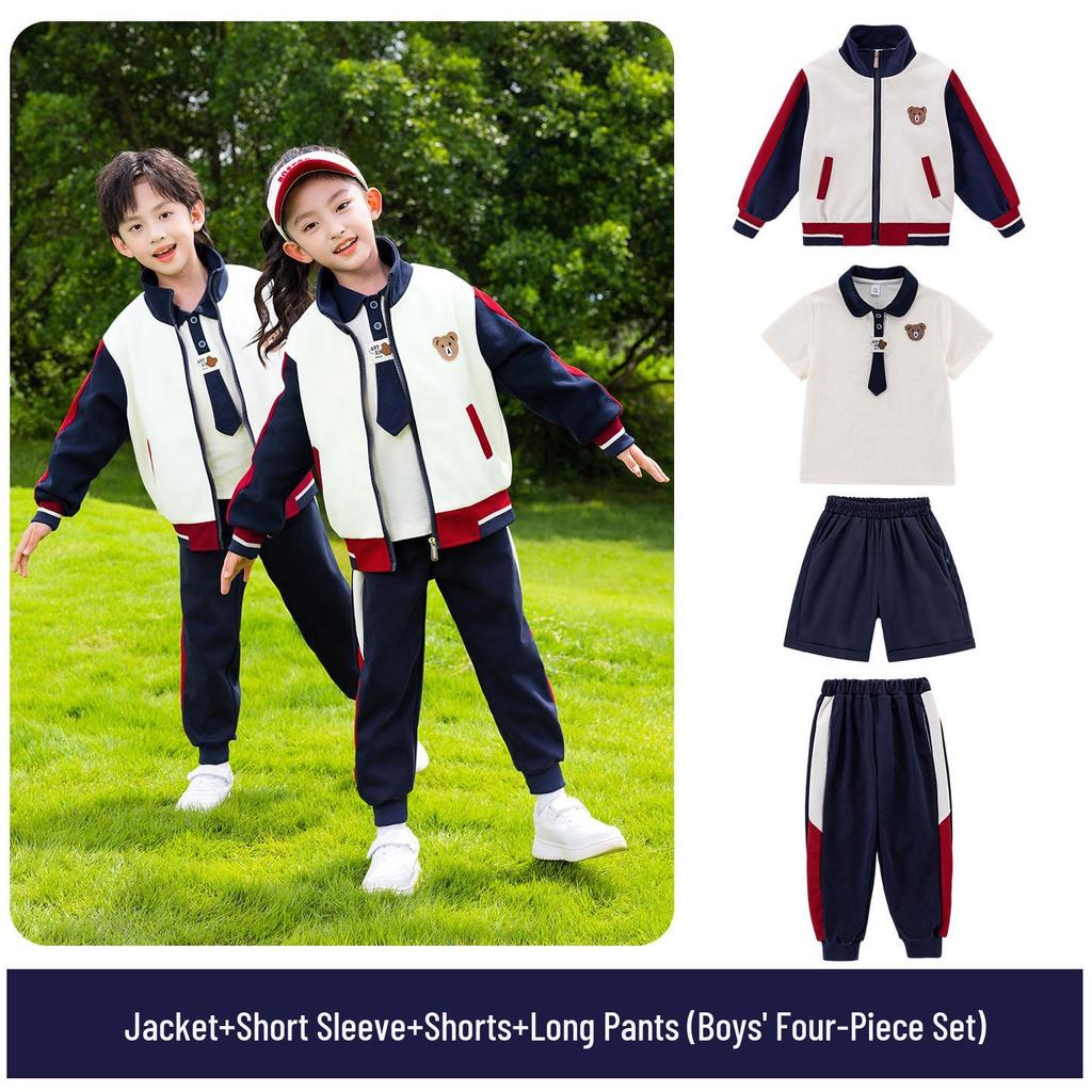 Children's Spring/Autumn Baseball Three-Piece Set: Primary School & Kindergarten Uniform