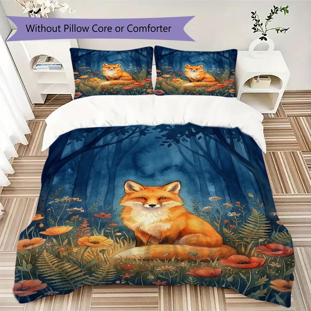 Healing animals Pattern Bedding uilt Set uilt Cover Pillowcase Home Decoration Birthday Gift (1 * duvet cover + 2 * pillowcase without core)