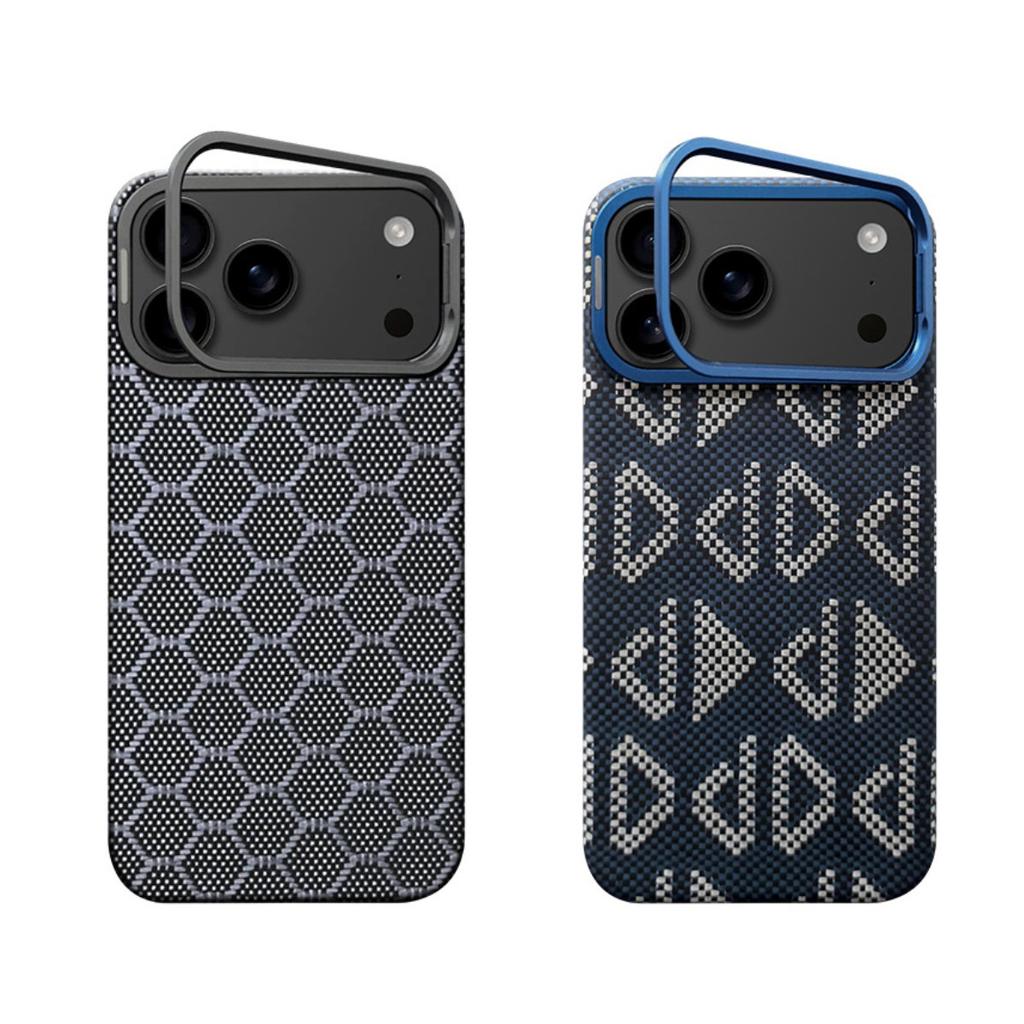 Aramid Fiber Phone Case for iPhone 17 Pro Max with Built-in Lens Holder Stand,Ultra Slim Protective Cover For Iphone 17 Pro Case