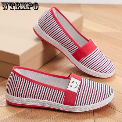Damskie buty płócienne Wiosna Lato Oddychające damskie buty dziewczęce Wsuwane płaskie mokasyny Damskie buty codzienne Paski Buty dla mam Zapatos Mujer