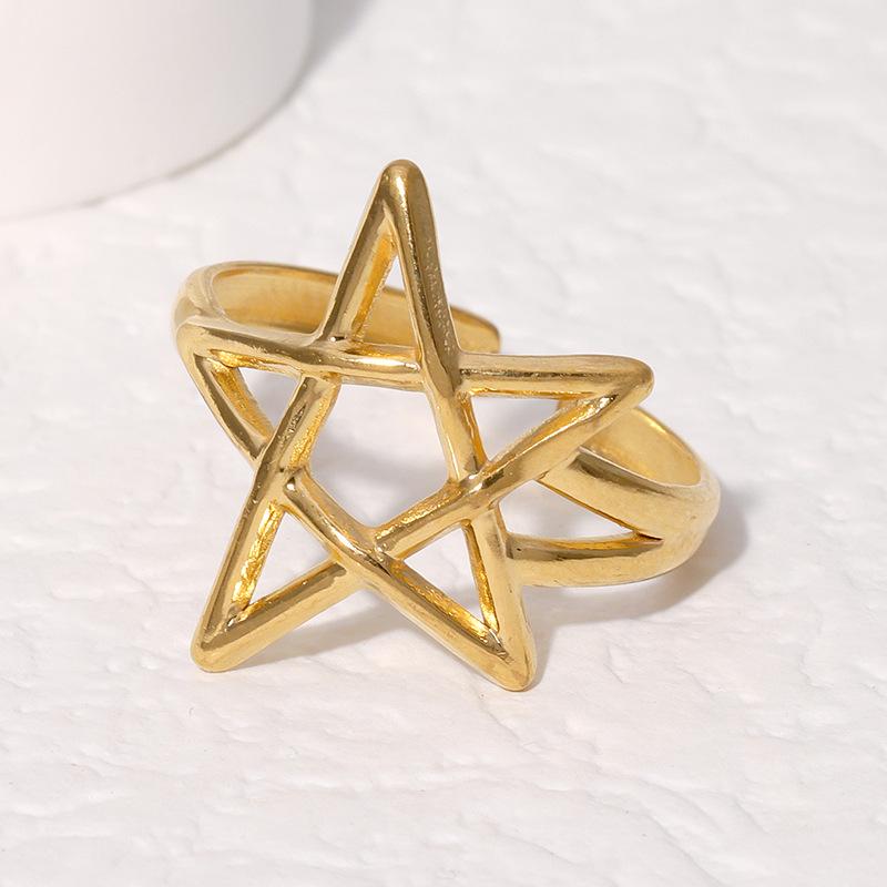 Star Titanium Steel Open Ring - Minimalist Stainless Steel Design