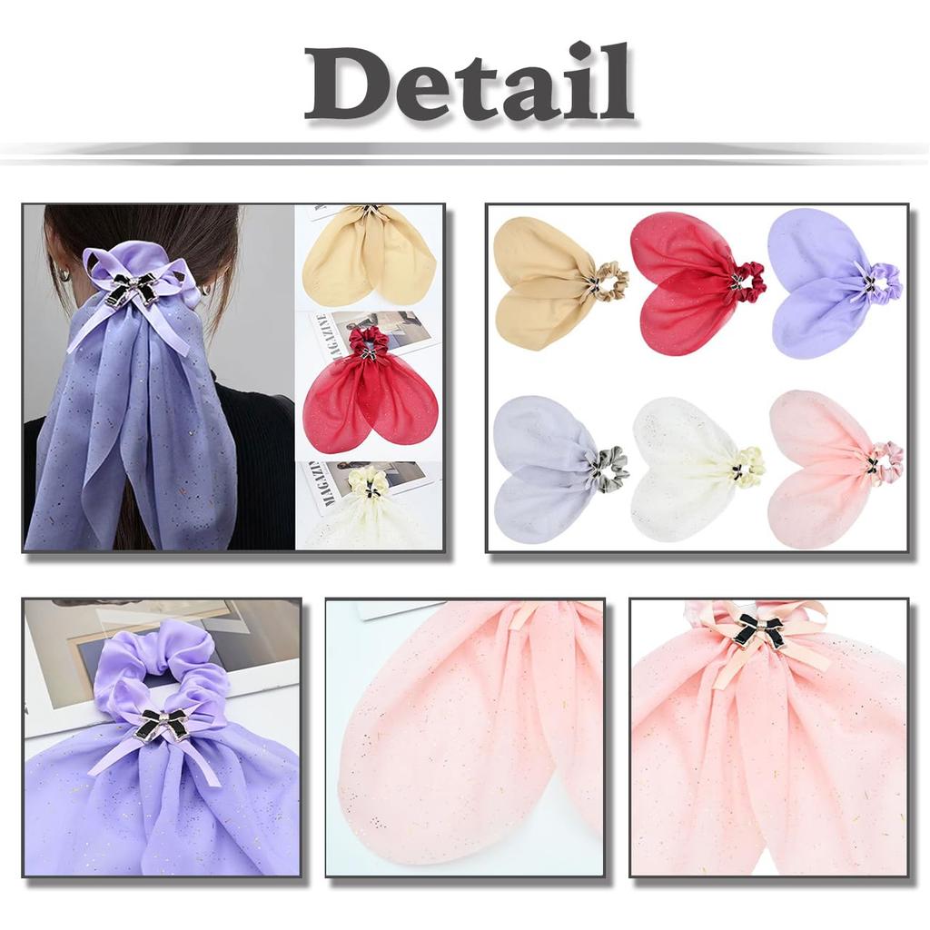 White Fang Ribbon Scrunchie Hair AZ559 Accessory, Cute, Stylish, Casual, Women's, (White)
