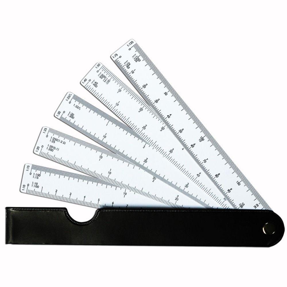 5 Blades Fan Shape Scale Ruler Drawing Tools Scale Ruler Clothing Ruler Foldable Rulers  Stationery