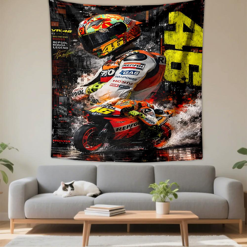 Art Tapestry Valentino Rossi VR46 MotoGP Repsol Honda Racing Poster Motorcycle Room Decor