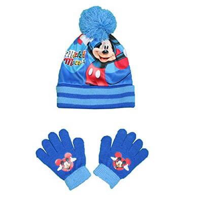 Sada čepice + rukavice s bambulí pro chlapce - Mickey, PONPOM BLUE, jedna velikost
