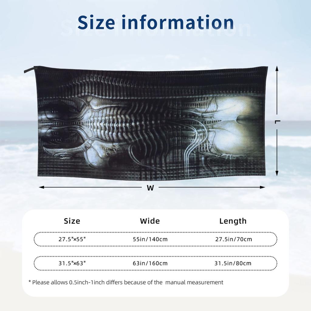 New York City Vi Torso H R Giger Beach Towel Soft Microfiber Quick Dry Absorbent Quick Towels For Bath