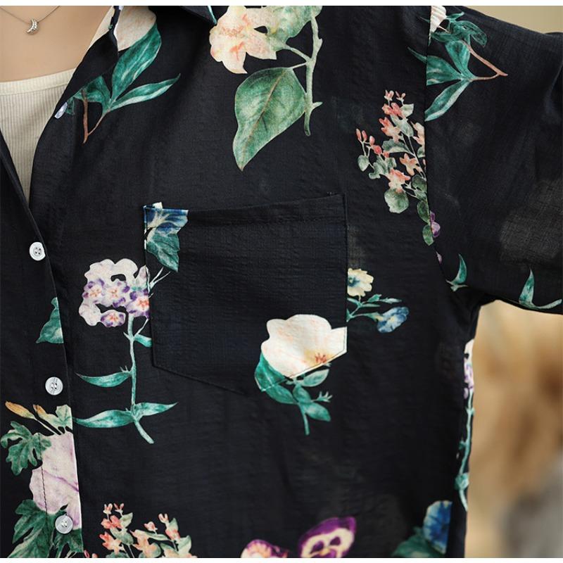 Dimanaf 2025 Women Plus Size Spring Summer Shirt Long Sleeve Blouse Buttons Fashion Tops Tees Loose Printing New Blouse