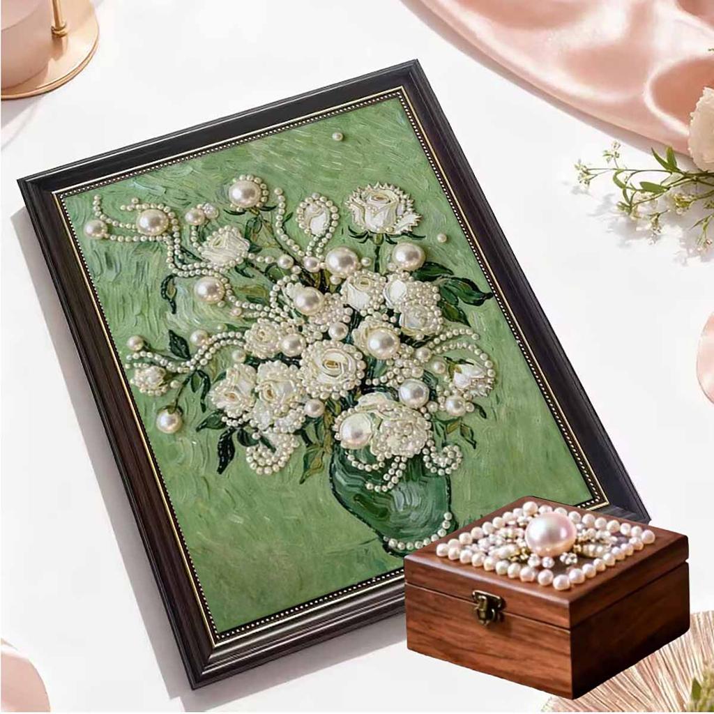 DIY Flower Pearl Art Painting for Home Wall Decor Pearl Gem Paintings Picture Arts Craft  for Adults/Beginners Gift Idea Home Decor Without Frame