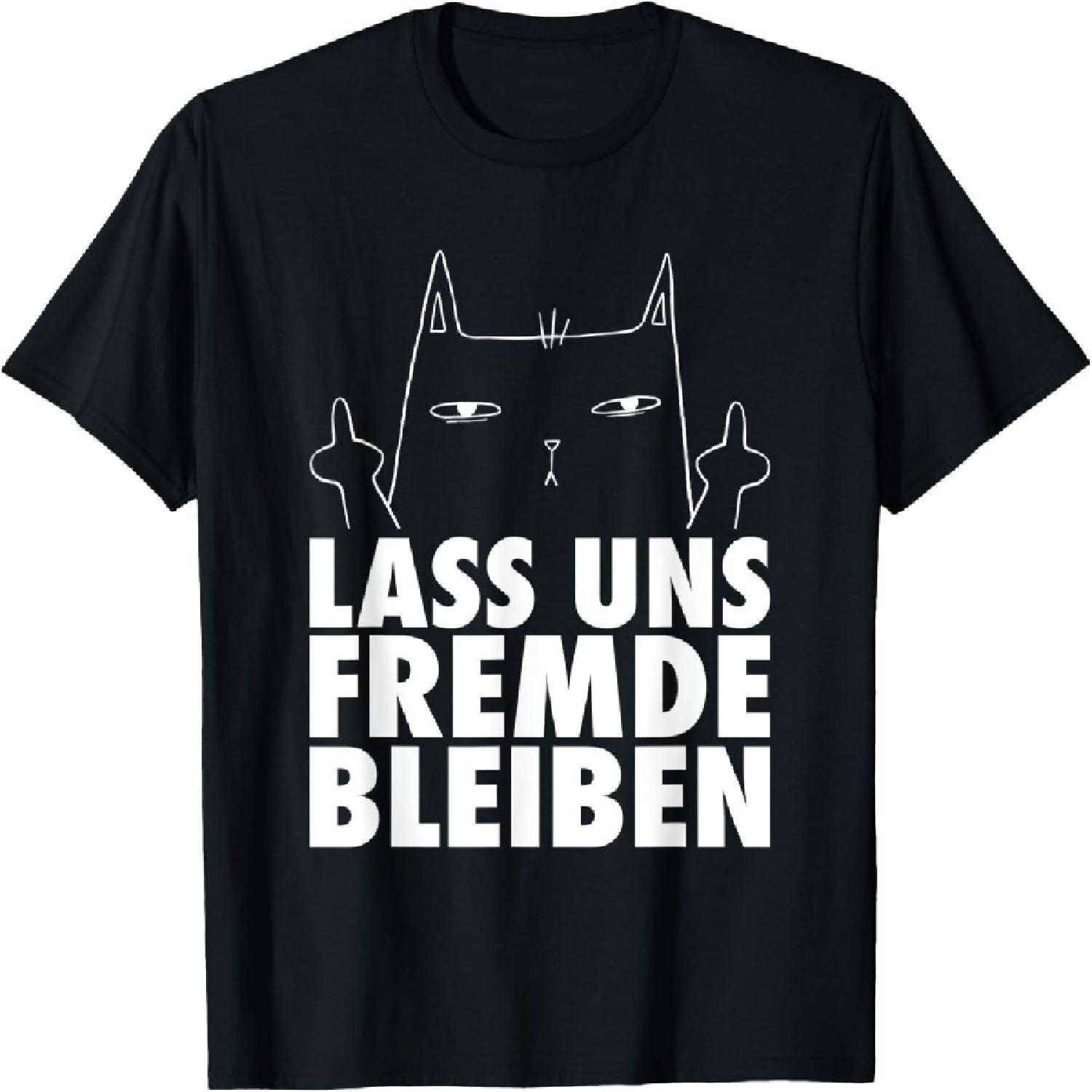 Let us stay stranger middle finger cat T-Shirt for Men Women S