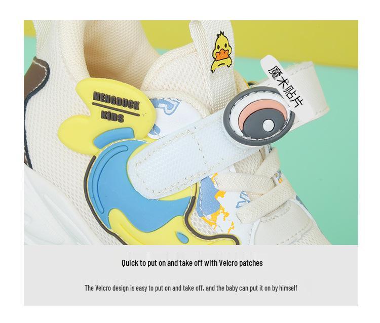 Ding Meng Gelbe Ente Kinder Leichte Netz-Laufschuhe - Frühjahrs-/Herbststil, Cartoon-Design, Weich und Atmungsaktiv für Kleinkind-Mädchen.