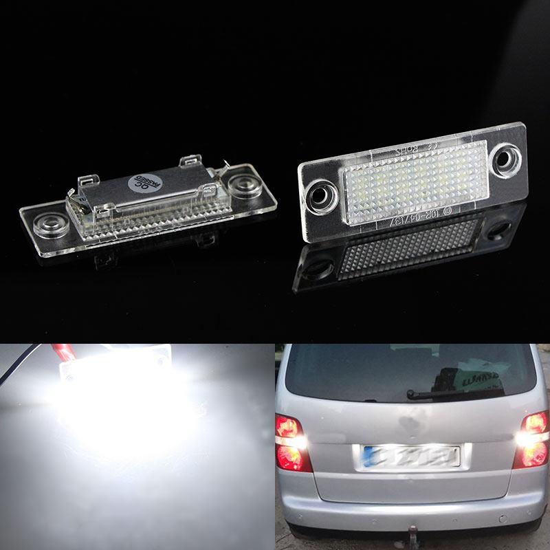 2pcs Car LED License Number Plate Light Lamp White Canbus For Volkswagen VW TRANSPORTER T5 CADDY TOURAN Golf Passat Super Bright