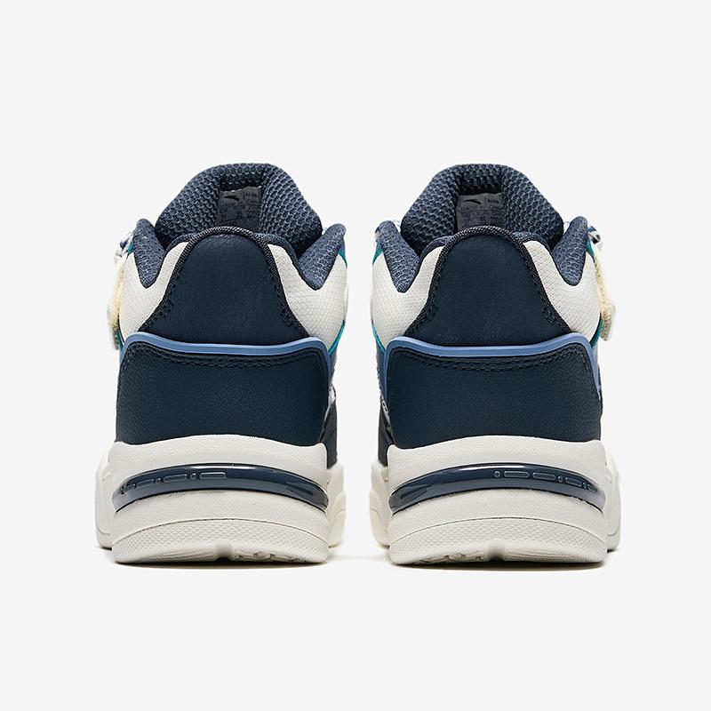 Anta Kids Synthetic Leather Fashion Versatile Non-Slip Wear-Resistant Mid-Top Kids Skate Shoes Kids Sneakers Blue White A12448004-3