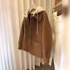 Petite Korean Style Patchwork Color Block Woolen Hooded Coat for Women - Autumn/Winter Short Design