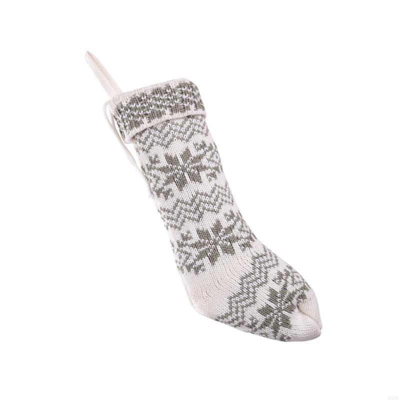 Knit Snowflake Christmas Hanging Socks Christmas Stockings Candy Gift Bag Christmas Decorations For Home Office Part