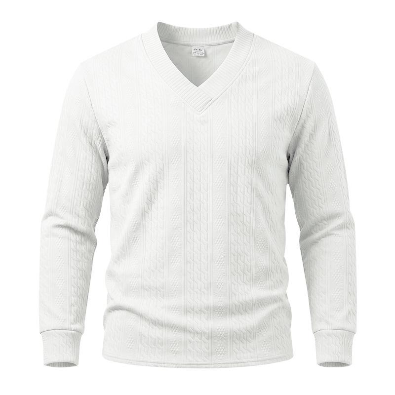 Maglione da Uomo Autunno Inverno a Treccia Monocolore Scollo a V Manica Lunga Casual Business Maglione Lavorato a Maglia