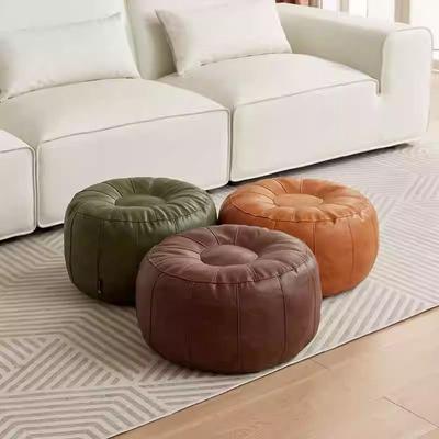 Unstuffed Moroccan Faux Leather Footstool Cove  Meditation Pouf Toys Old Clothes Storage Bag Bay Window Tatami Cushion Cover