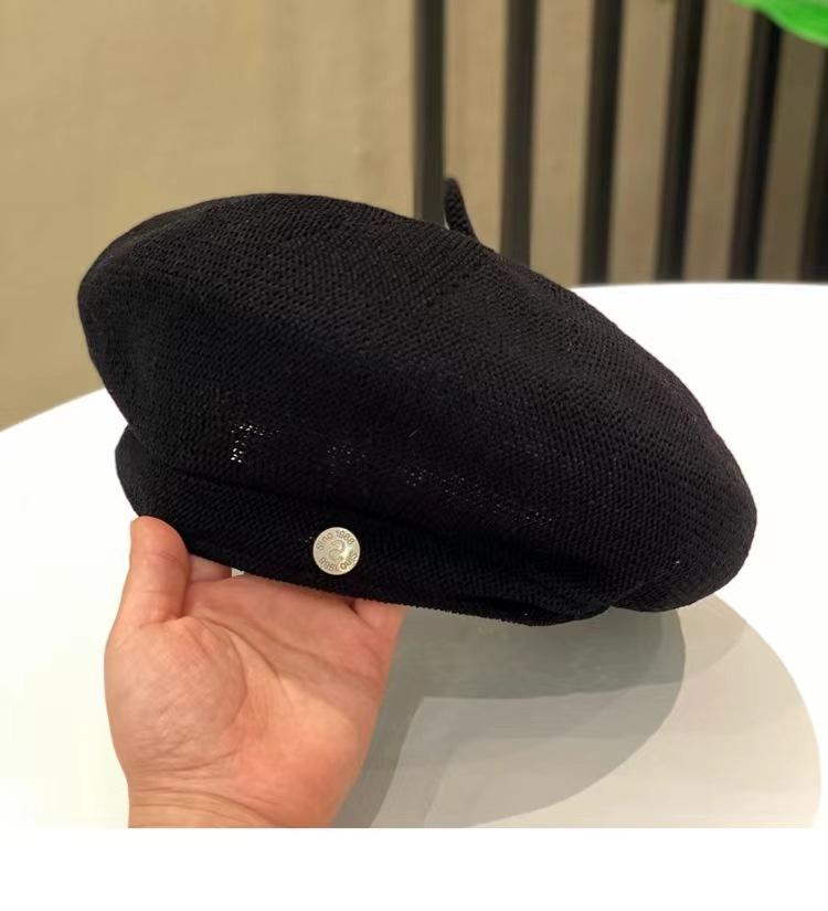 Summer Knitted Thin Beret Korean Edition Small And Versatile Painter'S Hat Trendy Casual Temperament Octagonal Hat
