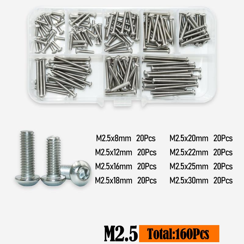 M2 M3 M4 M5 M6 M8 M10 304 Stainless Steel Hexagon Machine Screws Hex Socket Round Head Cap Allen Screw Furniture Fastener Bolt