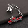 Keychain Pendant Motorcycle Shape Zinc Alloy Key Chain with Electroplated Double Helmet Design Cool Street Style Key Holder Backpack Car Accessory