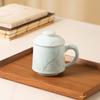 Changnan Jingdezhen Ceramic Tea Cup with Separate Infuser Lid, Business Meeting Cup for Office Use, Customizable with Logo Engraving