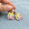 Trendy Acrylic Dangle Earrings 1 Pair Colorful Letter Drop for Women, Glitter Funny First Unique Student Accessories Day of School Earring,