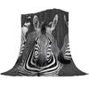 Animal Zebra Black and White Stripes Pattern Flannel Throw Blanket  Soft Lightweight Warm Cozy Kid Adult Travelling Camping Gift