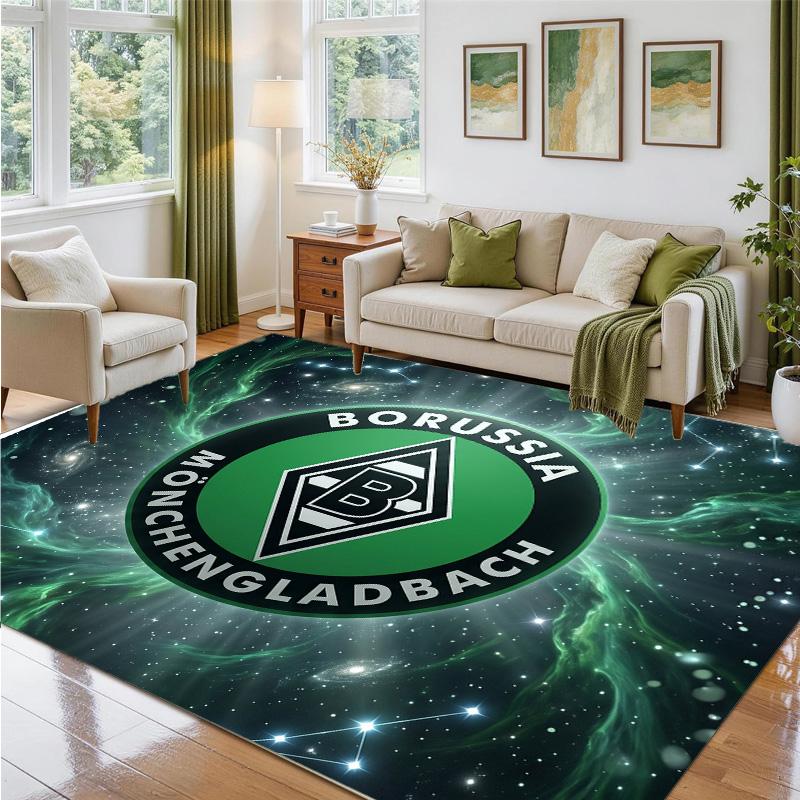 Borussia Mönchengladbach Design Crystal Velvet Rug Soft Decorative Mat for Bedroom Entrance