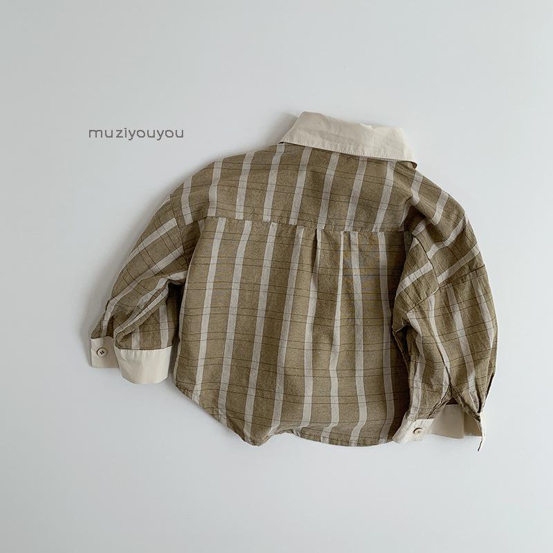 Dziecięca koreańska koszula w kratę wiatrówka - Lekka odzież wierzchnia na wiosnę/lato dla chłopców i dziewcząt 2025