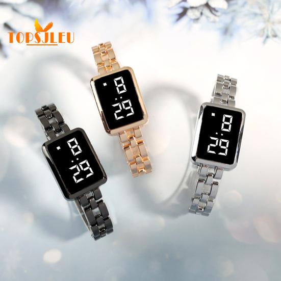 Damski zegarek LED o wyjątkowym kunszcie: Kwadratowa tarcza, cyfrowy wyświetlacz, obsługa dotykowa, precyzyjny czas – stylowy dodatek do biżuterii